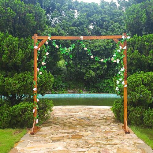 7.3FT Wooden Wedding Arch Stand Square Wood Arch Wedding Arbor for Ceremony Party Proposal Scene Garden