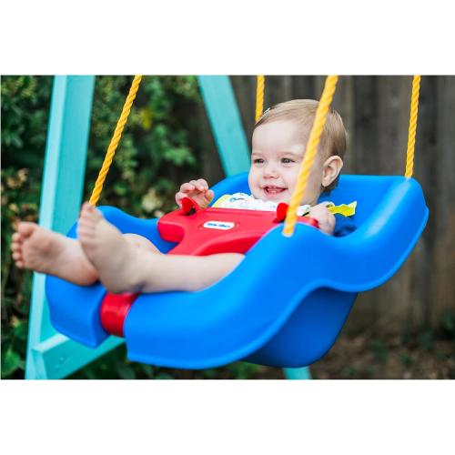 Little Tikes Snug 'n Secure Blue Swing with Adjustable Straps, 2-in-1 for Baby and Toddlers Ages 9 Months - 4 Years