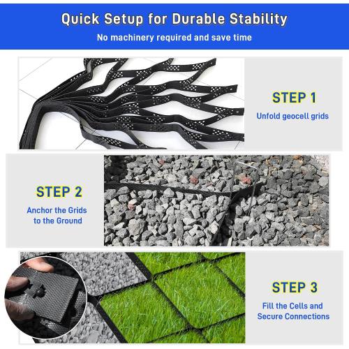 2 Depth Ground Grid for Gravel, 36x4 FT Geo Gravel Grid Driveway 1885 lbs per Sq Ft Load with Connection Buckles, Geo Cell Permeable Stabilization System for Driveways Walkway Slope Pathway & Garden