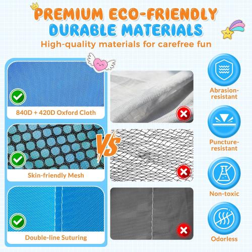 Bounce House, 6-in-1 Play Mode Inflatable Bounce House for Kids, High Elasticity Bouncy House with 480W Blower, Bouncy Castle with Wide Slide for Christmas, Birthday Parties