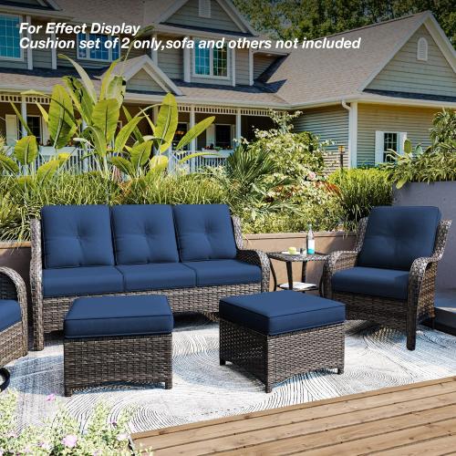 Joyside Outdoor Chair Cushions Set, 22x25/22x24 Inch Patio Furniture Deep Seat Cushions, Water Resistant & Thick Cushion, Outdoor Replacement Cushions for Seat and Sofa (Blue, 2 Set)