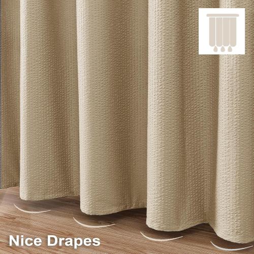 Shower Curtain, Embossed Textured Fabric Shower Curtain for Bathroom - Soft Cloth & Hotel Spa Luxury, Water Repellent, Machine Washable Shower Curtain