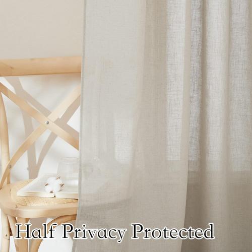 RYB HOME Extra Wide Semi Sheer Curtains, Breathable Room Divider Curtains for Office Bedroom Separation, Large Window Treatment for Sliding Glass Door, Angora, W 70 x L 95, 2 Pcs