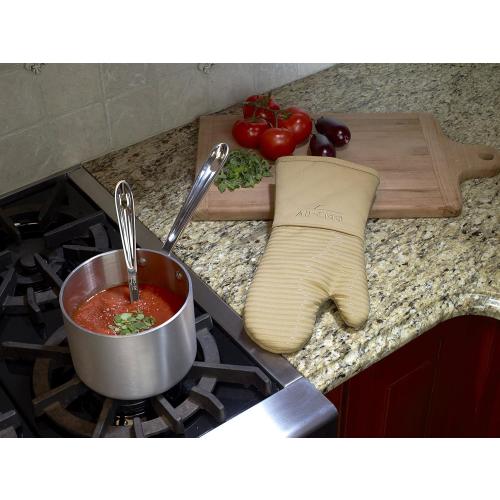 All-Clad Premium Silicone Oven Mitt: Heat Resistant to 500 Degrees - 100% Cotton & Silicone, 14x7 Pot Holder for Kitchen and Barbeque, (6-Pack), Cappuccino