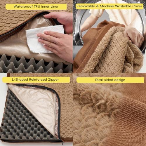 Size 44 Color Brown  Washable Indestructible 44 Dog Bed for Large Dogs – Double-Sided Plush, Chew Proof, Waterproof, Thick Orthopedic Support, Durable Multi- Size Comfort Clearance Indoor Flat Dog Bed