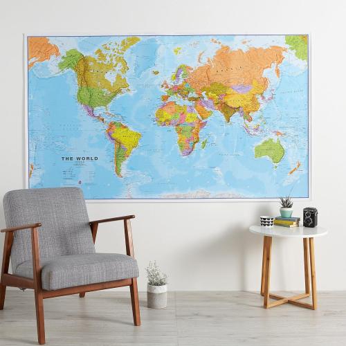 Size 46 x 80  Maps International Giant World Map - Mega-Map Of The World - 46 x 80 - Fully Laminated - 2025 Updated