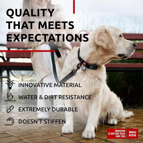 WAUDOG Waterproof Dog Collar - Adjustable Dog Collar for Large Dogs, Small and Medium Dogs - Breakaway Dog Collar Waterproof with Plastic Buckle and QR Dog Tag - Boy & Girl Dog Collars (Black)