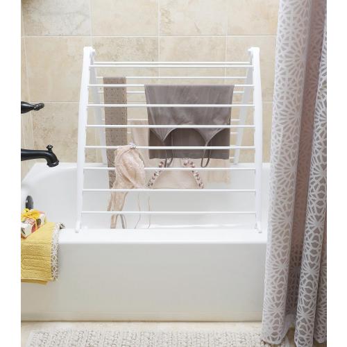 White Whitmor Spacemaker Folding Drying Rack, Freestanding Indoor Clothes Dryer, Space Saving Compact Design, 6L x 26W x 51.5H, White