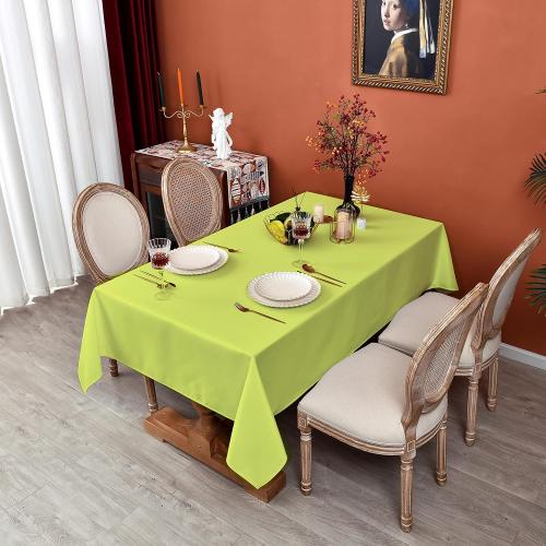 MEANMOY Lime Green 210 GSM Water & Stain Resistant Square Tablecloth - Solid 54 x 54 Inch Rectangle Table Cloth Cover in Wrinkle Free Washable Wipe Clean Polyester Fabric for Wedding, Party, Banquet