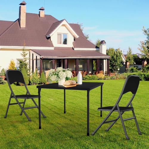 Kasunpul 34 Folding Table, Portable Square Folding Card Table with Collapsible Legs & Carrying Handle, Plastic Tables for Camping,Picnic, Office, Party, Black