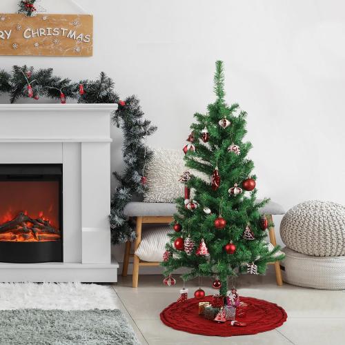 Mr. Pen- Christmas Tree Skirt, 36, Red Knitted Christmas Skirt Tree for Xmas Trees