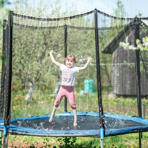 Aodaer Trampoline Net Replacement with Sprinkler 14Ft Safety Enclosure Net Weather Resistant Round Frame Trampoline Net for Round Frame Trampoline