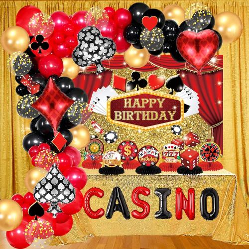 Casino Theme Party Decorations, Casino Birthday Decorations Supplies, Las Vegas Party Decoration, Poker Happy Birthday Backdrop