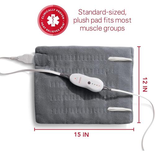 Sunbeam Premium Sunbeam Heating Pad with Compact Storage, Standard Size, Gray