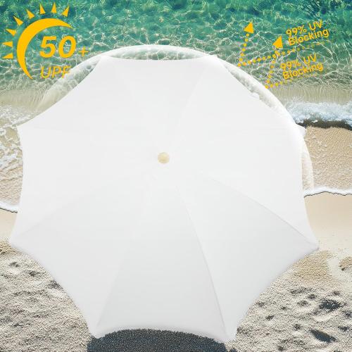 Patio Umbrella with UPF 50  Protection, 8 Ribs, Push Button Tilt - Versatile Outdoor Shade for Garden, Courtyard, and Beach