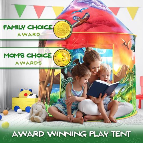Multicolor W&O Dinosaur Discovery Play Tent with Roar Button - Extraordinary Pop Up Tent for Boys & Girls - Perfect for Indoor & Outdoor Adventures