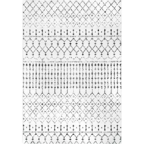 nuLOOM 5x7 Moroccan Blythe Area Rug, White and Black, Faded Bohemian Design, Stain Resistant, For Bedroom, Dining Room, Living Room, Hallway, Office, Kitchen, Entryway