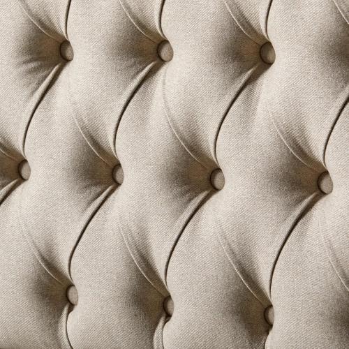 AMERLIFE Size Queen Color brown  Solid Wood Bed Frame Queen Size, Transitional Platform Bed with 52.5 Upholstered Tufted Headboard, Rubberwood/Roman Column Accents/Wood Slat Support/No Box Spring Needed