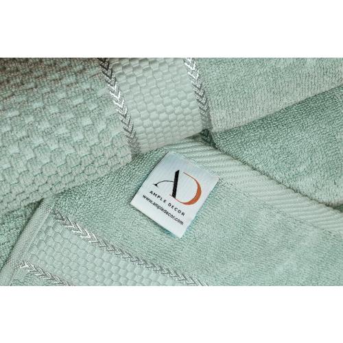Ample Decor 100% Cotton Hand Towel for Kitchen Set of 2 Mint Green, Absorbent Premium Quality, Oeko TEX Certified, for Bathroom, Hotel, Spa, Gym, Kitchen - 18 X 28 Inch - Mulaayam Collection