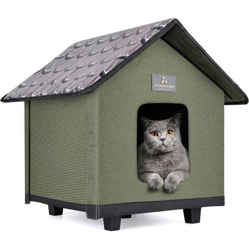 Color olive Heated Cat House for Outside - Cat Houses for Outdoor Cats - Heated Cat House - Outdoor Cat House - Cat Houses for Indoor Cats