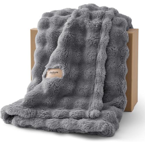 Bedsure 3D Cloud Bubble Soft Throw Blanket for Couch, Grey, 50×60