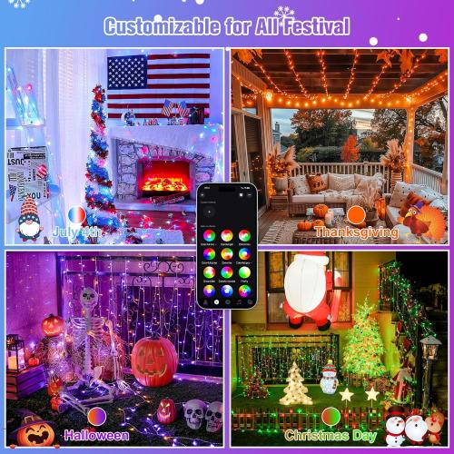 JMEXSUSS 800 LED RGB String Light Outdoor Indoor, Christmas Lights Outdoor Clear Wire Christmas Lights Plug in for Bedroom Tree Room Party Birthday Decorations