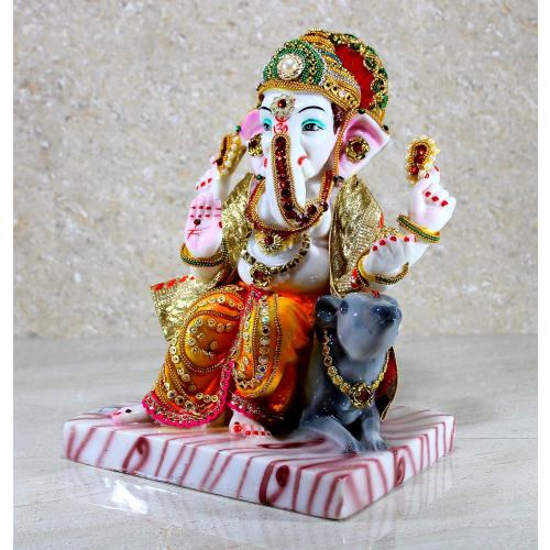 Size 11 eSplanade Resin Ganesha Ganesh Murti Idol Statue Sculpture - 11 Inches - Multi-Colour
