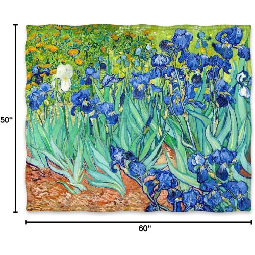Jekeno Floral Blanket Flower Gifts for Women Kids Girls Wife Mom Birthday Christmas Home Bedroom Blue Purple Flowers Flowers Oil Painting Decor Soft Cozy Throw Blankets 50x60