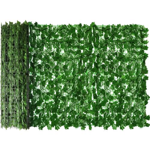 Artificial Ivy Privacy Fence Screen 158 x 39 Inch Faux Ivy Fence, Expandable Privacy Wall Screen Ivy Leaves Hedge Fence Panels for Decoration, Garden, Indoor, Outdoor, Backyard