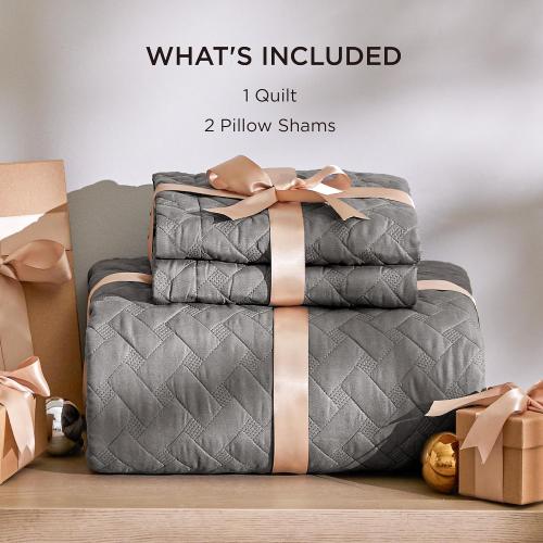 Bedsure Quilts Queen Size - Grey Bedspreads Queen Size with Basket Weave Pattern, Soft Quilt Bedding, Lightweight Comforter Coverlet for All Seasons (90 x 96)