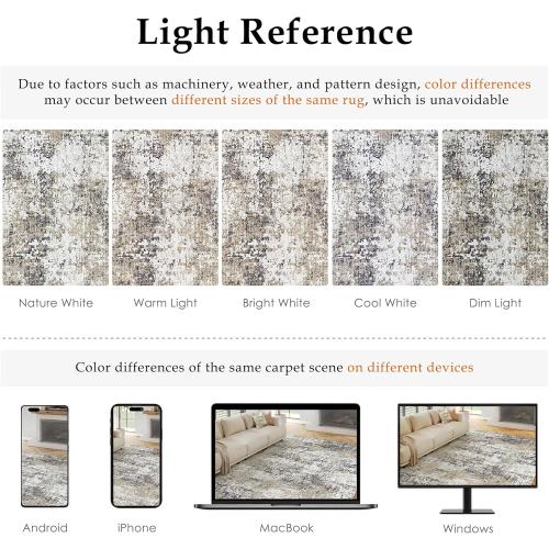 Washable Brown Runner Rug 2x6 Modern Abstract Hallway Carpet Neutral Soft Long Kitchen Runner Low Pile Non Slip Indoor Throw Rug for Entryway Bathroom Bedroom Laundry Living Room