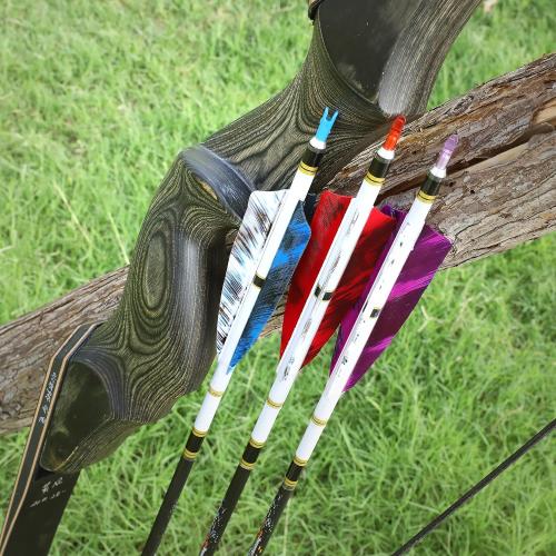 AMEYXGS 4 Inch Arrow Feather Fletching Turkey Feather Natural Arrow Vanes Shield Right Wings Vanes for DIY Arrows Accessories 50Pcs