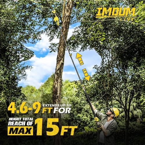 UPGRADE 90°/180° Rotatable Extension Pole, Cordless Pole Saw 3.87-6.72 Foot Telescoping Extension Pole Compatible with IMOUMLIVE