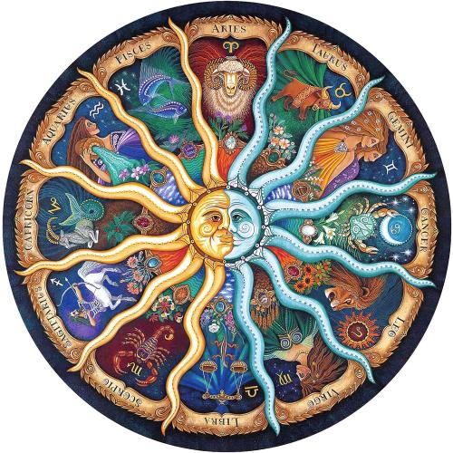 Jigsaw Puzzles for Adults 1000 Pieces, Zodiac Horoscope Round Puzzle, Challenging Hard Fun 12 Constellation Astrology Puzzle for Game Nights, Finished Size 26.7x26.7