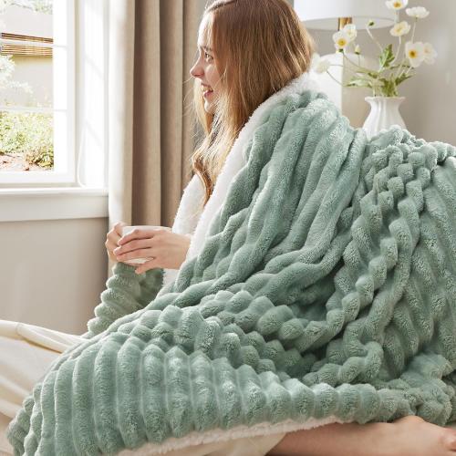Bedsure Sherpa Throw Blanket for Couch - Super Soft, Cozy Fleece Thick Warm Blanket for Winter, GentleSoft Plush & Fluffy Christmas Throw Gift for Women, Room Decor, Sage Green, 50x60 Inches