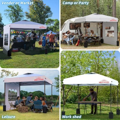10x10 Pop Up Canopy with Sidewalls, Easy Up Canopy Tent, Heavy Duty Tents for Parties, One Person Set Up Event Tent, White