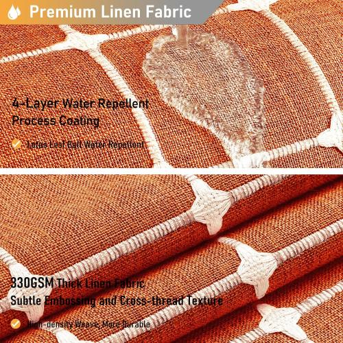 BTTN Boho Farmhouse Shower Curtain - Linen Rustic Heavy Duty Fabric Shower Curtain Set with Tassel, Water Repellent, Bohemian Vintage Country Cloth Shower Curtains for Bathroom - Burnt Orange -