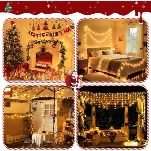 394FT 1200 LED Christmas Lights Outdoor, Warm White Christmas Tree Lights Plug in, 8 Modes Twinkle String Light for Bedroom Wedding Party Ceiling Xmas Home Decorations
