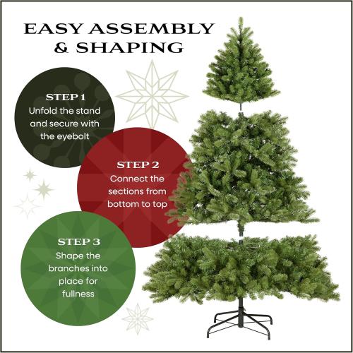 National Tree Company 9 ft Pre-Lit Dunhill Fir Artificial Christmas Tree, 900 LED Lights, 4,026 Tips, Foot Pedal, 10 Light Functions, Includes Stand, Green