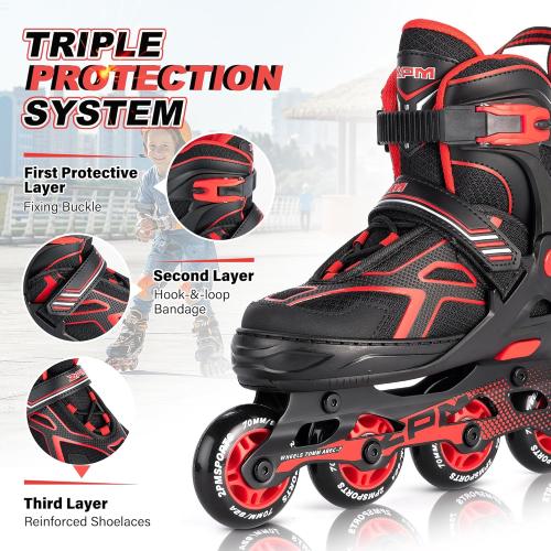 Size 40....2PM SPORTS Torinx Green Boys Adjustable Inline Skates, Fun Beginner Roller Skates for Kids, Youth, Girls, Men and Women