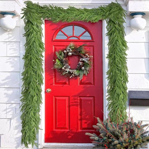 MARTINE MALL Christmas Garland, 6FT Real Touch Norfolk Pine Garland, Cedar Garland Christmas Garlands for Mantle Christmas Pine Garlands for Front Door Fireplace Table