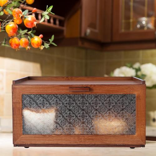 Vintage Bread Box for Kitchen Countertop - Retro Brown Bread Storage Box Breadbox