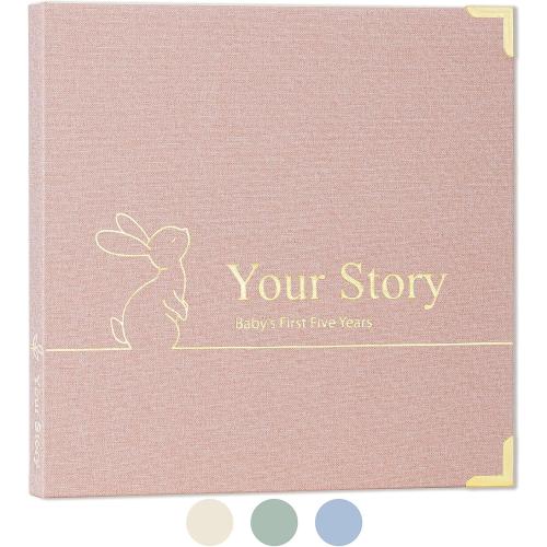 Baby Book Keepsake Boy or Girl Timeless Baby Memory Book First 5 Years for Baby Shower Gender Neutral Baby Scrapbook New Mom Gift Baby Journal from Birth to Age 5 Milestone Book Blush Pink