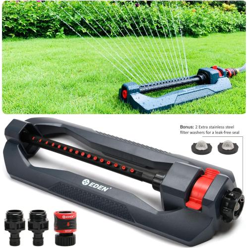 Eden 96213 Lawn & Garden Essential Oscillating Sprinkler | Water Sprinkler for Yard,Covers up to 3,600 sq. ft., Heavy Weight Base