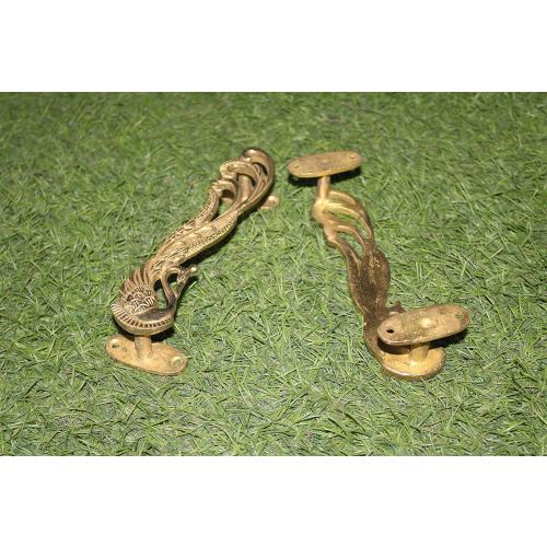 Size 7.3x2.2x1.5 set of 2 Wonderlist Handicrafts Indian Handmade Brass Décor Handle Pull Beautifully Handcrafted Design Brass Door Handle Pull (Peacock), 7.3x2.2x1.5 inches, HT-DOHA-01