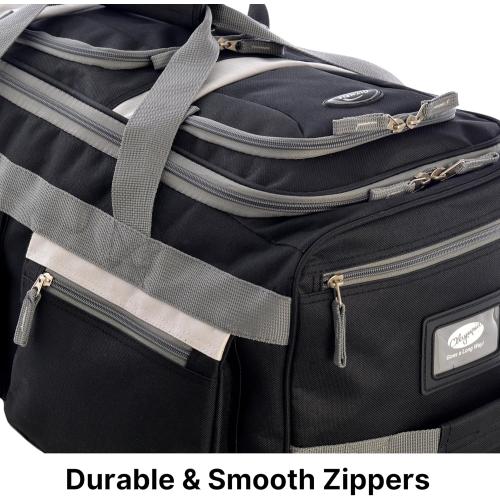 Black 22Inch Olympia U.S.A. 22 inch Carry On 8 Pockets Wheeled Rolling Duffel Bag Water Resistant Luggage Lightweight Travel Suitcase with Retractable Handle