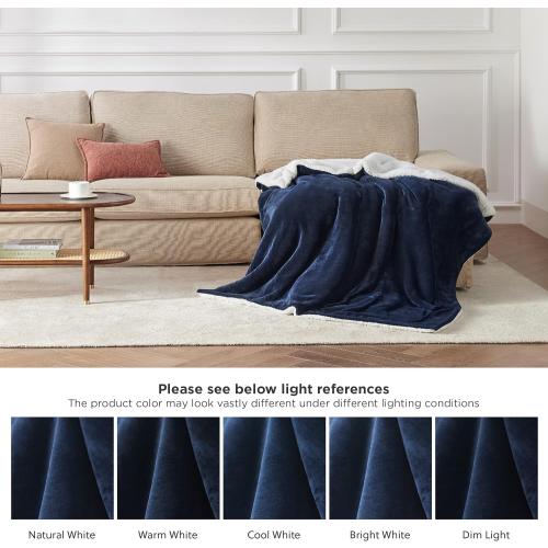 Bedsure GentleSoft Sherpa Fleece Throw Blanket for Couch - Thick and Warm Throw for Women and Men, Soft Fuzzy Plush Blanket for Winter, Navy, 50x60 Inches