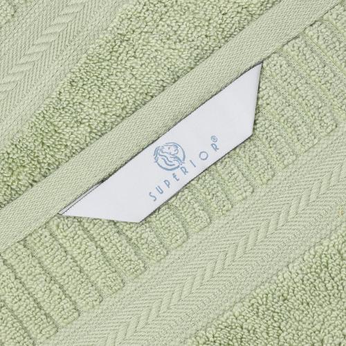 Superior Venice Zero Twist Cotton Medium Weight Bath Sheets, for Guest Bath, Bathroom, Shower, Spa, Plush Towels, Essentials, Ribbed Textured Border, Oversized Towels, Set of 4 , Green , 3 big and one small