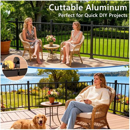 Modular 1 Pack 4ft x 36in Aluminum Deck Railing Kits for Stairs, AAMA 2604–Grade Textured Matte Black Porch Railing Kit, Decking Railings for Outdoor Decks and Porches