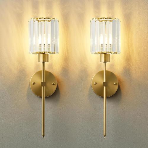 KARTOOSH Hardwired Crystal Wall Sconces Set of 2